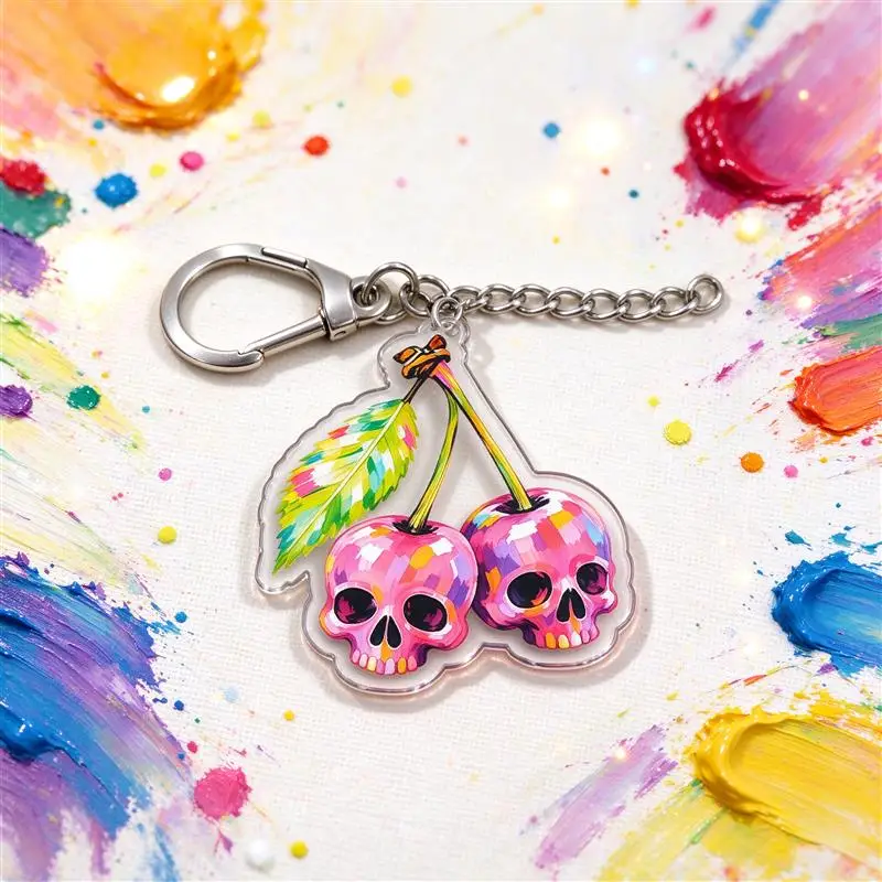 High Definition Print Compact Portable Scratch Proof Wear Resistant SpookyWhimsical Gothic Witch Acrylic Keychain 5cm
