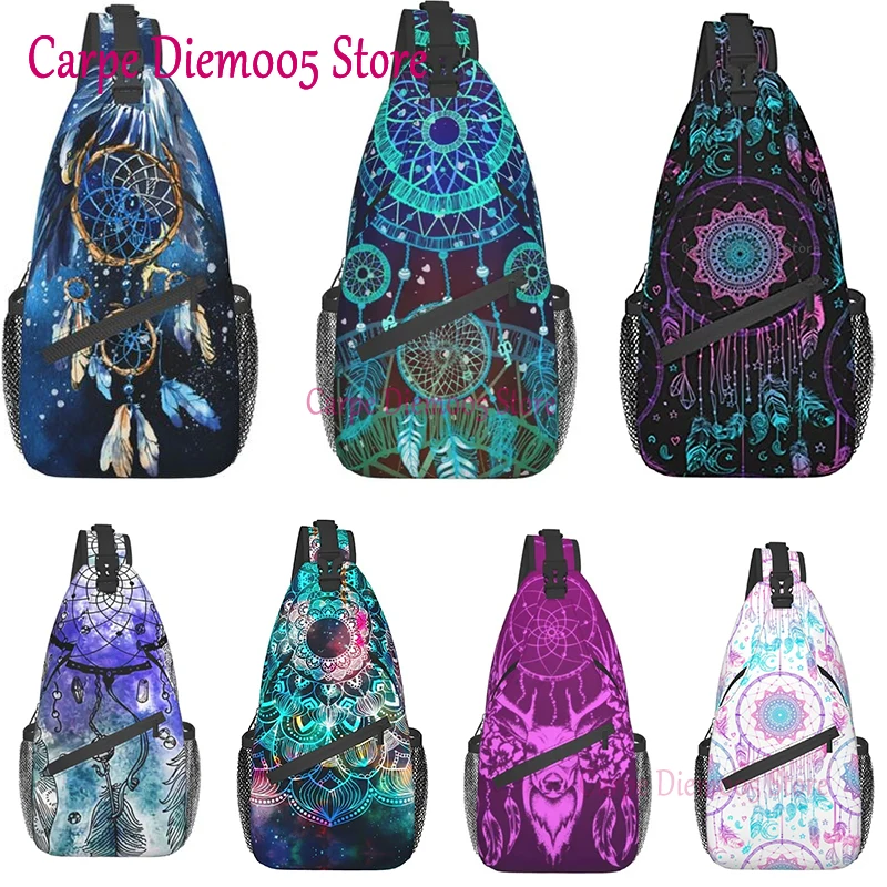Torba na ramię akwarela Boho łapacz snów Mandala plecak turystyczny Crossbody plecak na ramię podróżna torba na klatkę piersiowa dla kobiet mężczyzn