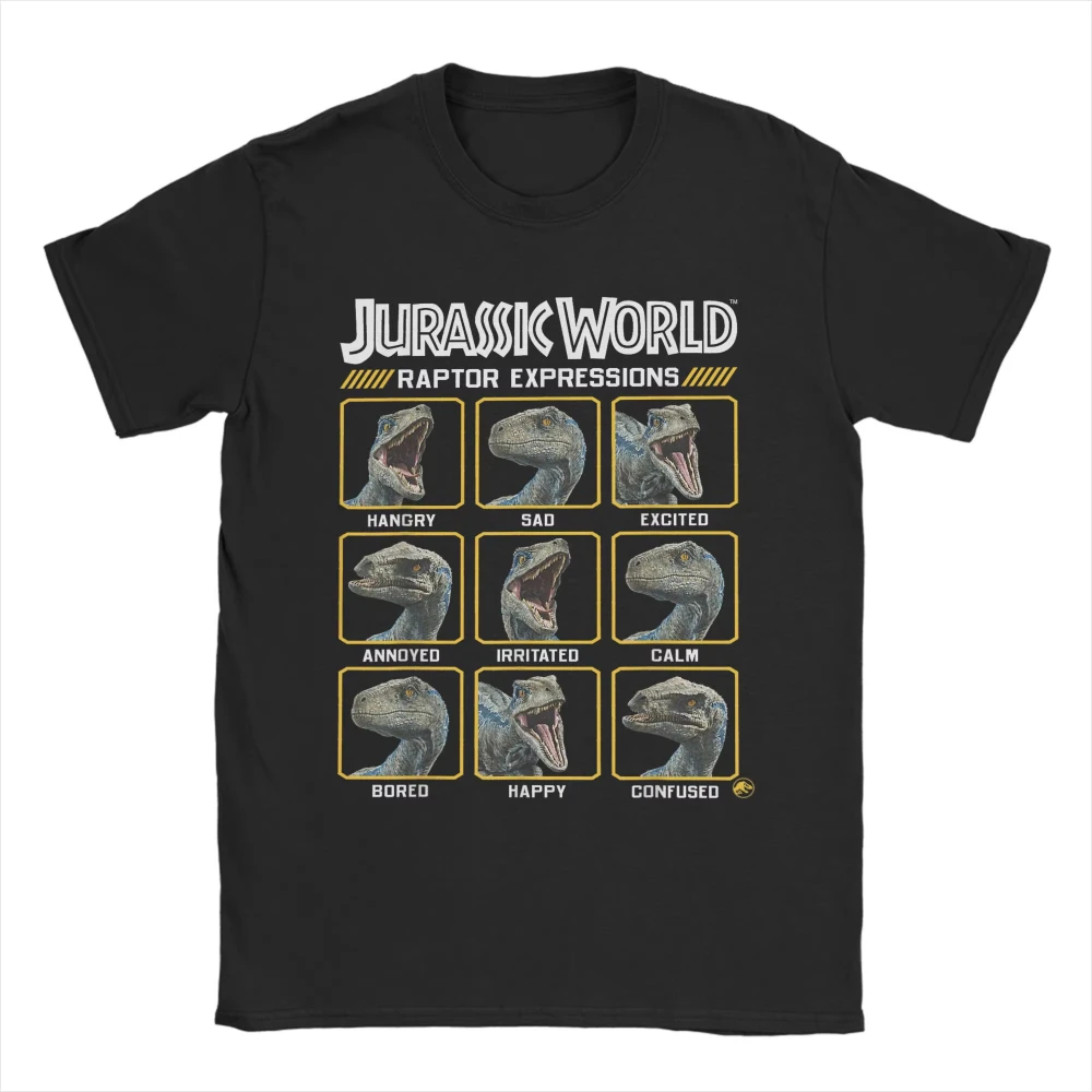 Harajuku T Shirt Beach Jurassics World Two Blue Raptor Expressions Trendy Cool New T-Shirt Cotton Tee Shirt for Men Classic Tees