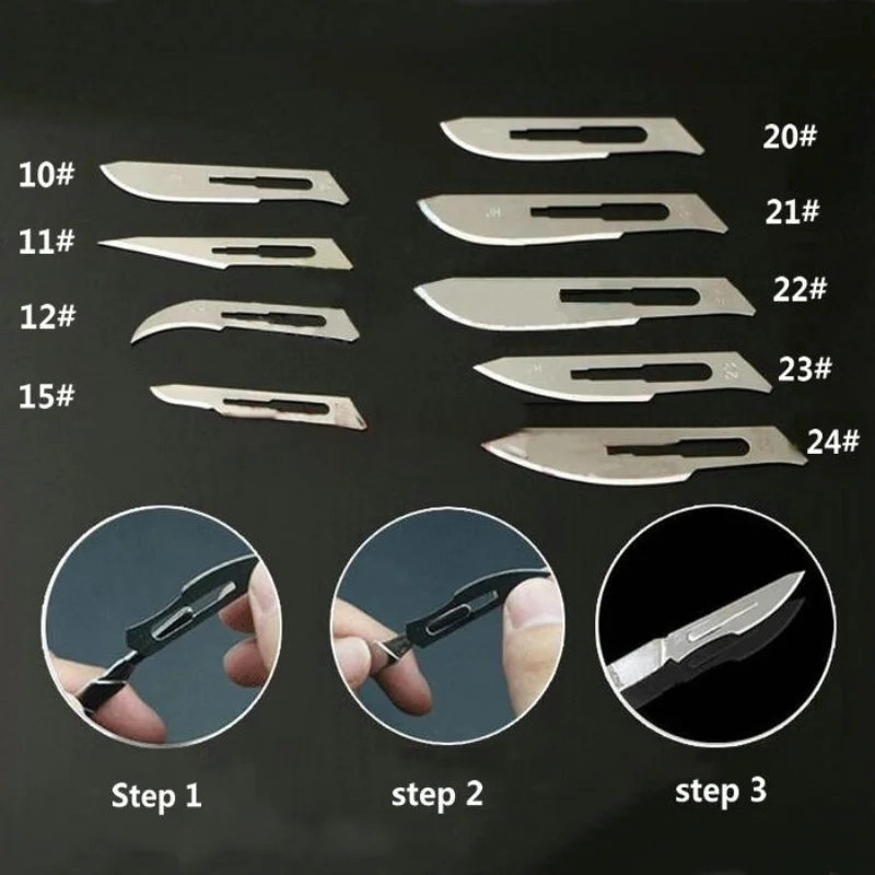 100Pcs/Lot 10# 11# 12# 15# 20# 21# 22# 23# 24# Medical T10A Carbon Steel Surgical Blade, Scalpel, Knife Blades