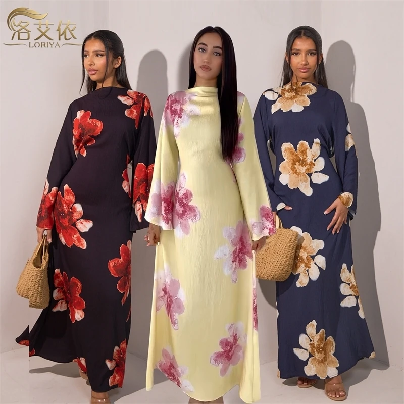 

Eid Abaya Women Party Print Dress Muslim Jalabiya Dubai Vestidos Largos Party Caftan Kaftan Arab Long Robe 2025 Ramadan Dresses