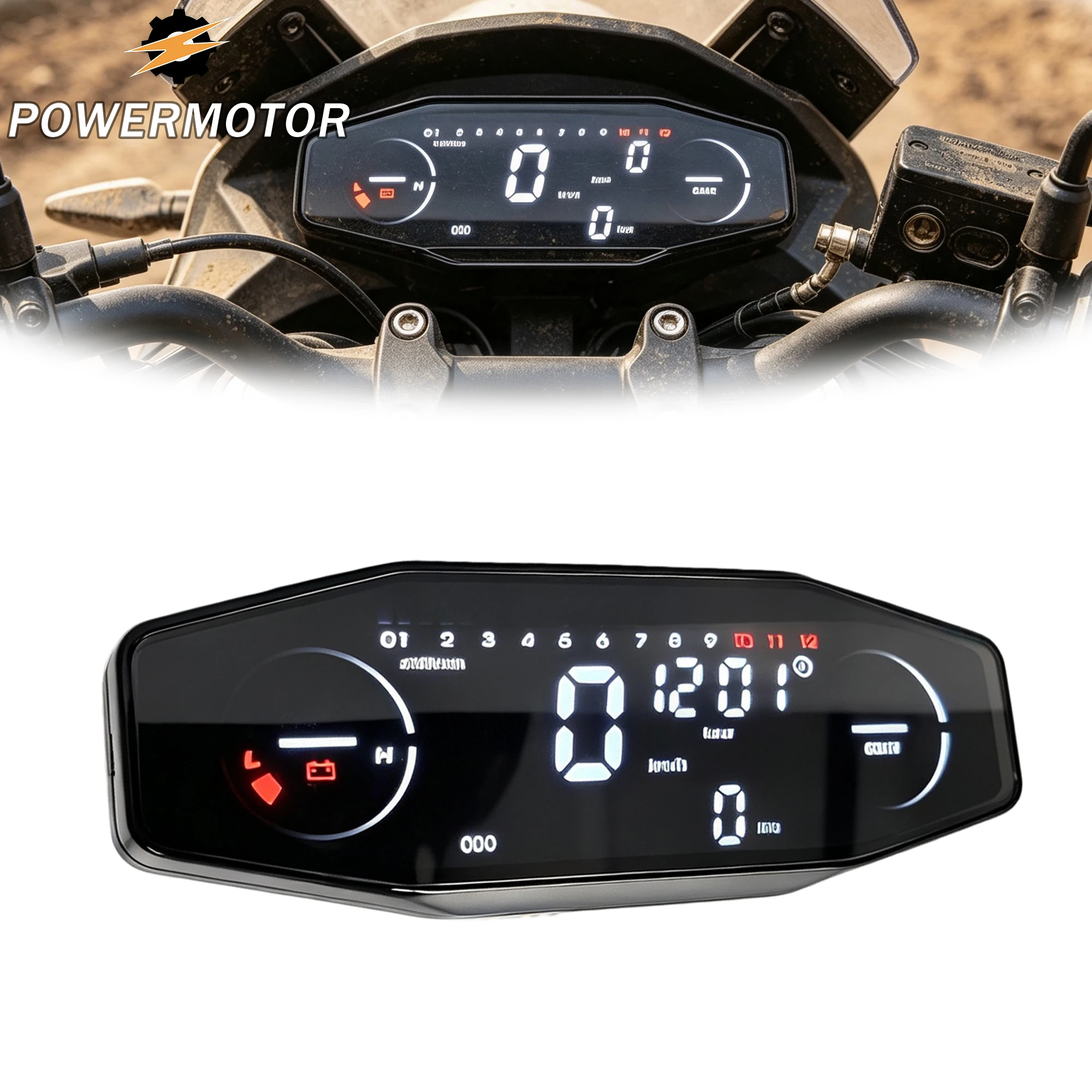 Universal Motorcycle LCD Digital Speedometer Dashboard Tachometer Odometer Oil Fuel Gauge Sensor Set for KR200 ktm EXC 250