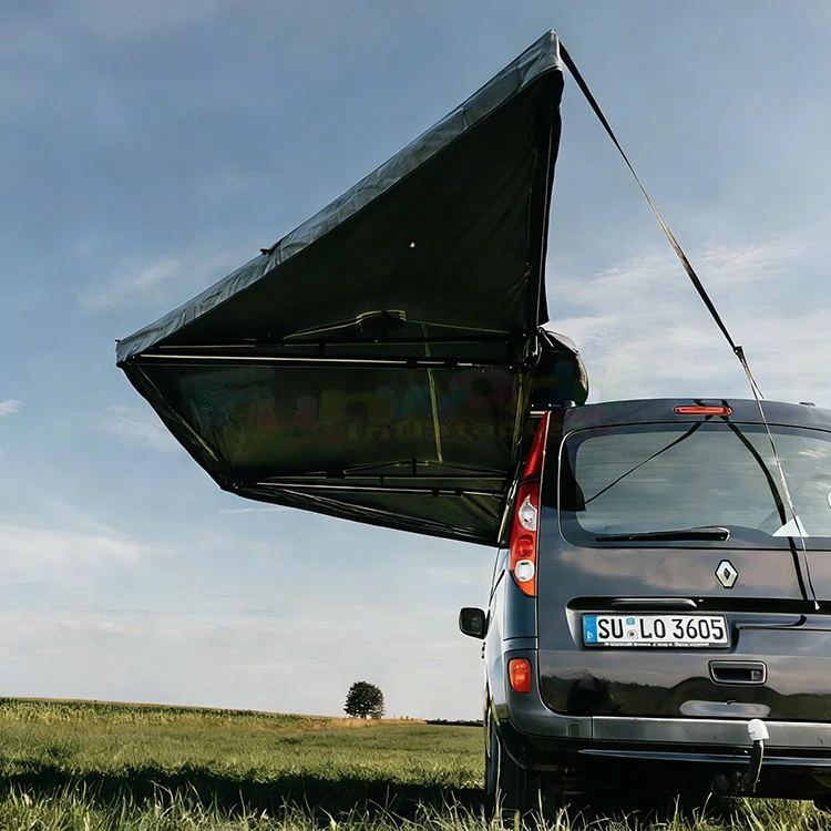 Outdoor Camping Waterproof 180 Awning Canvas Car Awning 180 Degree Awning Quick Folding Roof Tent Four-Season One Bedroom