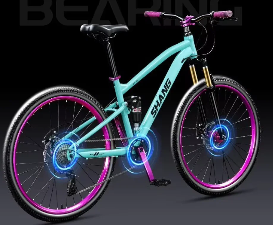 2026Soft tail mountain bike full bearing double shock absorption off-road variable speed road slope bike student male female