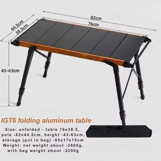 Portable Aluminum Folding Camping Table - Adjustable Outdoor Kitchen IGT