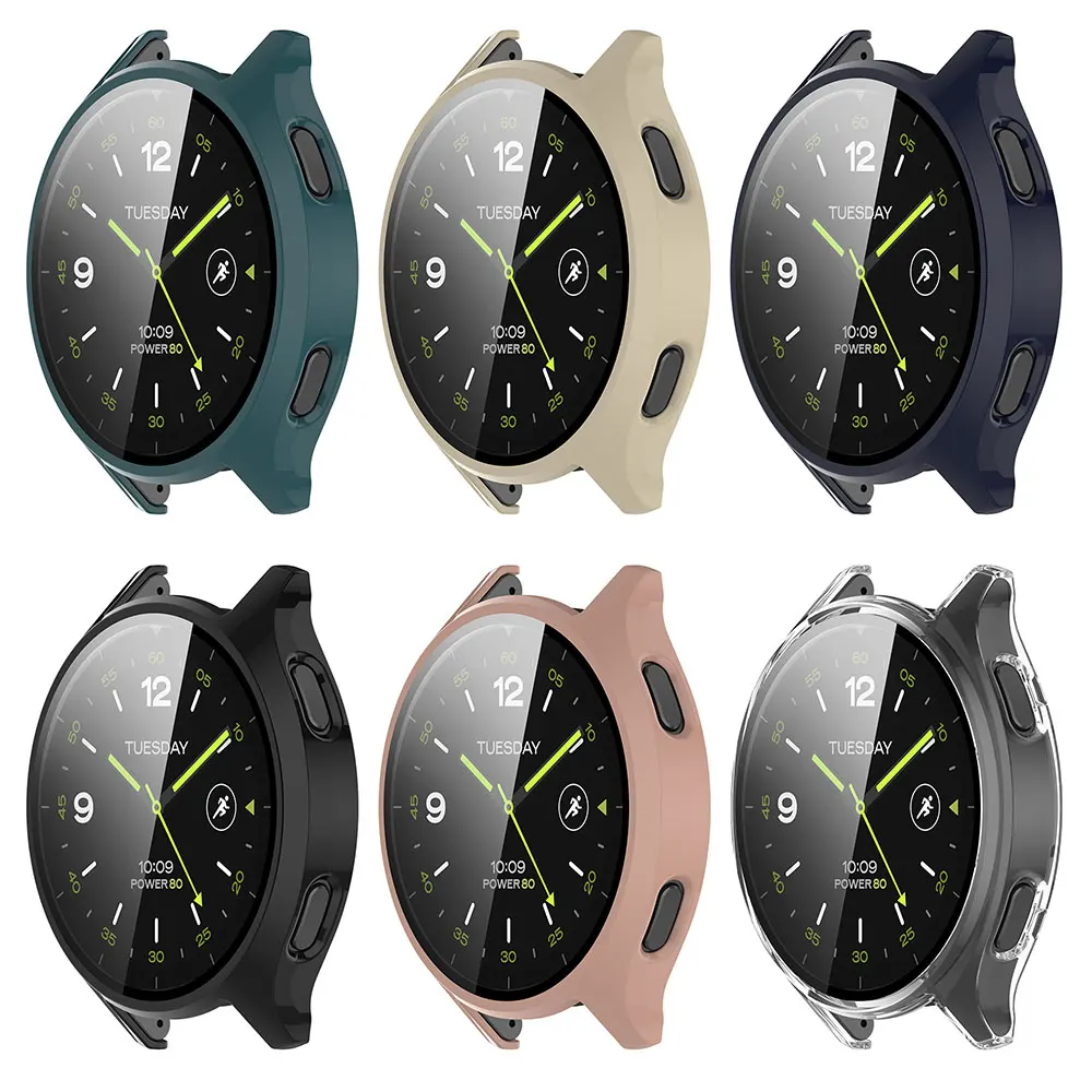 Чехол для часов ПК + стеклянная пленка для Xiaomi Watch 2, защитная крышка для экрана с рамкой из закаленного стекла для чехлов Xiaomi Watch2
