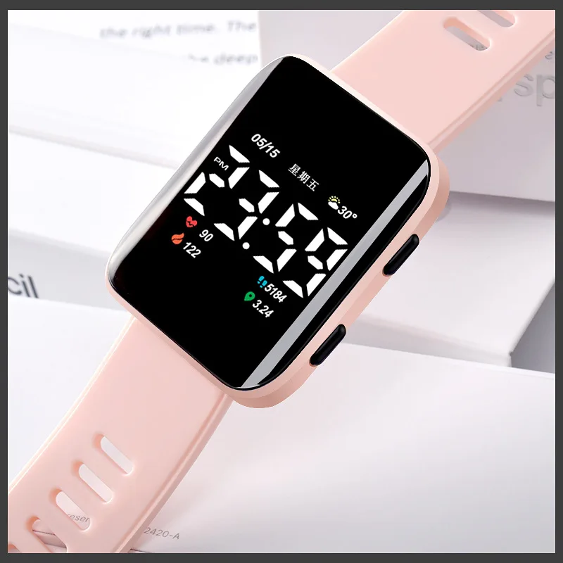 Reloj electrónico de silicona para niños y estudiantes, pulsera Digital para niños, rosa, deportes, 6-15