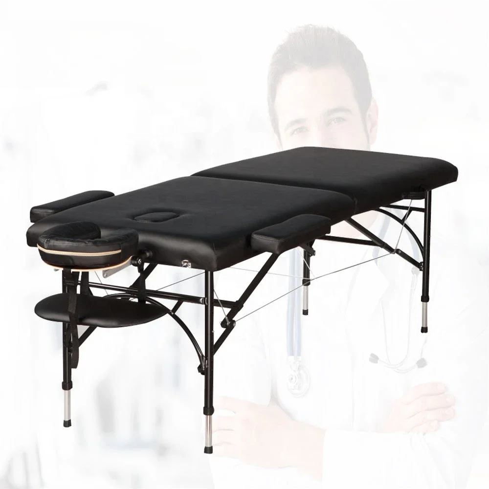 Hot Sale Adjustable Portable Aluminum 3 Section Folding Massage Table For SPA