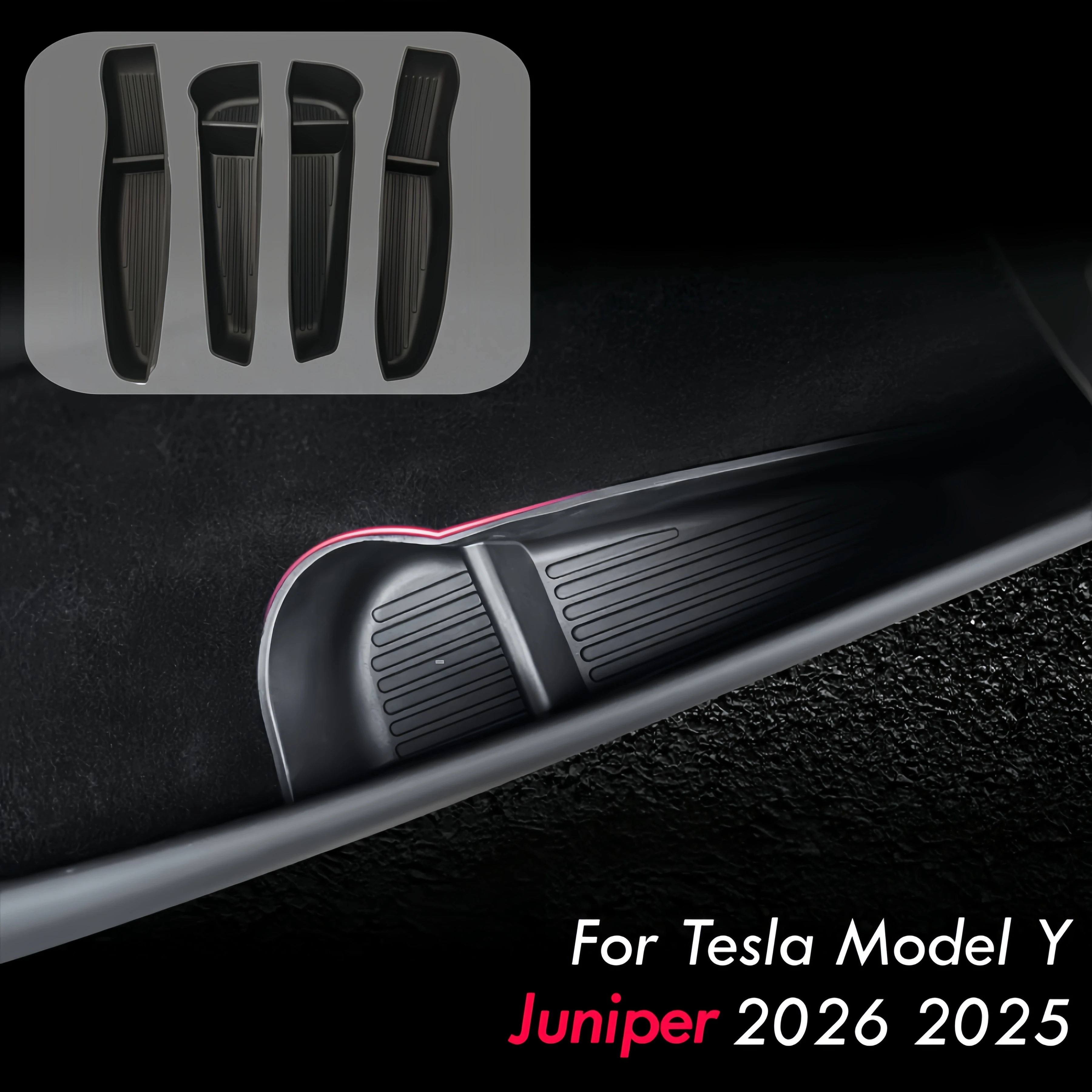 

TPE Material Car Door Organizer Trays for Tesla Model Y Juniper 2026 2025 Front & Rear Door Side Storage Box for Model Y Launch