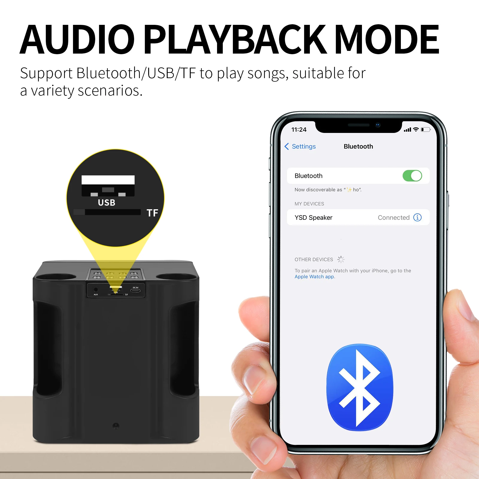 XTUGA المحمولة المهنية المزدوج ميكروفون سمّاعات بلوتوث اللاسلكية ستيريو مشغل قرص الصوت 5 مغير الصوت للحزب