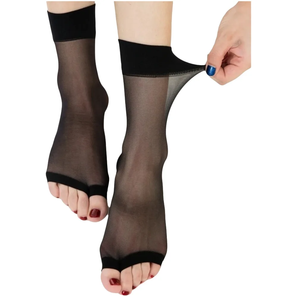 Fashion Open Toe Woman Socks Breathable Transparent Ankle Socks Mesh Ultra-thin Silk Nylon Socks Women