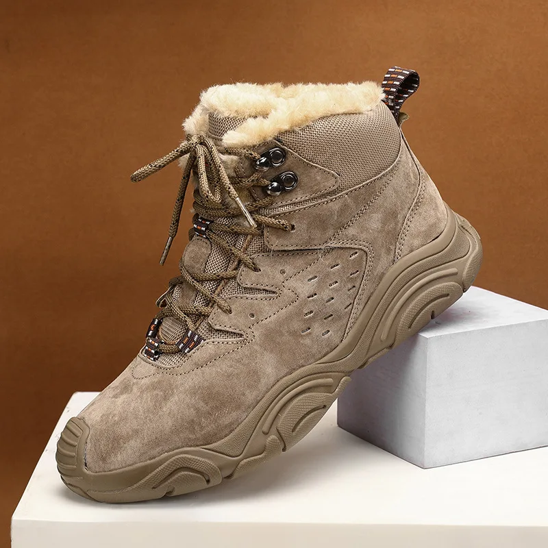 

Plus Size Velvet and Cotton Casual Men's Snow Boots Outdoor Sports Anti Slip Warm Men's Chelsea Boots Motorcycle Boots