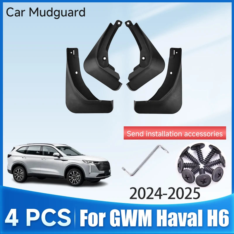 Accessorios For GWM Haval H6 4th Gen 2024 2025 Mud Flaps Anti-splash Front Rear Fender Wheel Covers Guard Mudguards Accessories