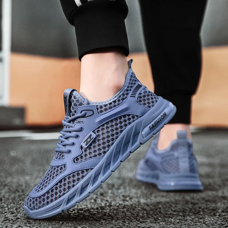 Breathable Men Sneakers Summer Deodorant Running Shoes for Men Non-Slip Climbing Trekking Shoes Fashion Mesh Sneaker Male Tenis