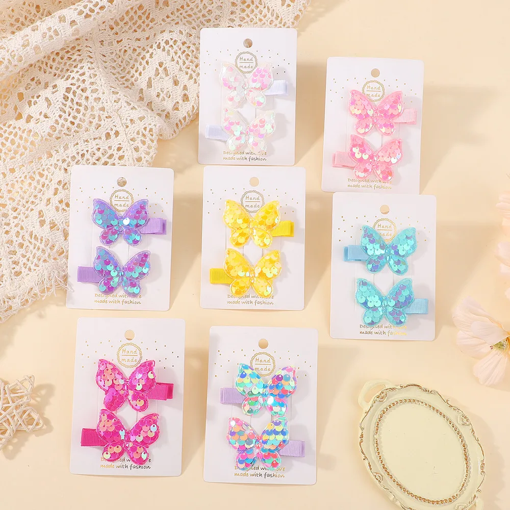 BABY BOWS 2 Stück/Set Niedliche Glitzer-Schmetterling-Haarspangen für Mädchen Haarklammern Kopfschmuck Kinder Performance Party Kopfbedeckung – Detail 1