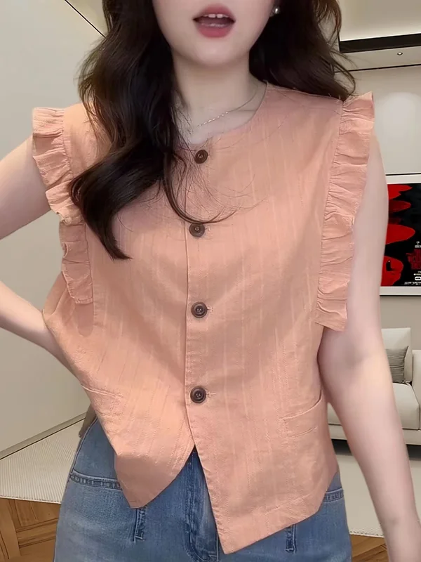 

Faionable Svel irt Женский дизайн больших размеров с универсальным топом Lotus Le Ele для повседневной одежды в летнем сезоне