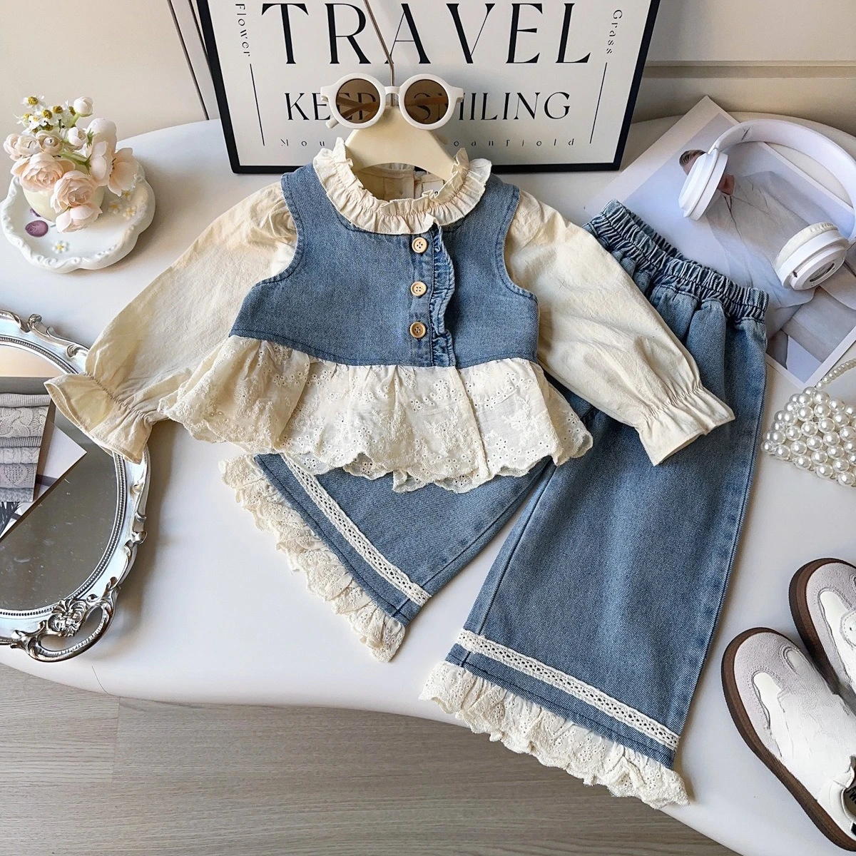 2PCS SETS Lovely Spring Autumn Style kids' sets and outfits for Sweet Little Girls Clothes Baby Girl Clothes  Pants