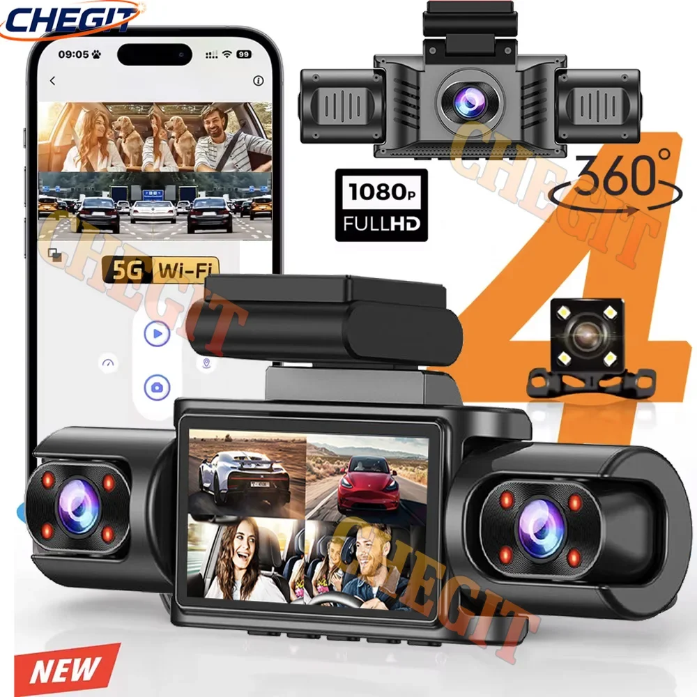 

4 Channel Dashcam for cars Black Box WiFi Driving Camera FHD 1080P Night Vision Loop Recording add Hardwire kit car accessories