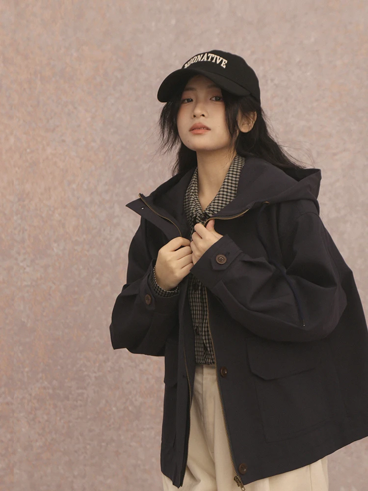 

Street Sle Loose Fit ort Hooded Open Cardigan Coat for Women Cotton 50% Lyocell 50% Spring Autumn Elely Casual New Ar...