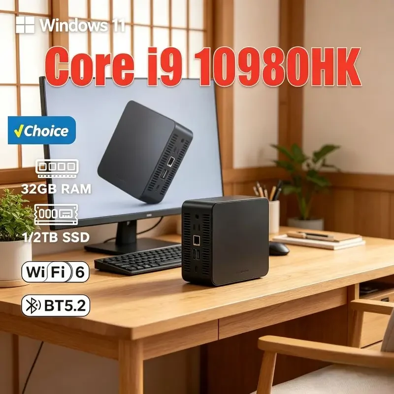 

All-in-one Portable Mini PC, Intel I9 10980HK, 16GB RAM, Ample SSD, WiFi6 BT5.2, 4K Function, Windows 11 for Daily Mixed Usage