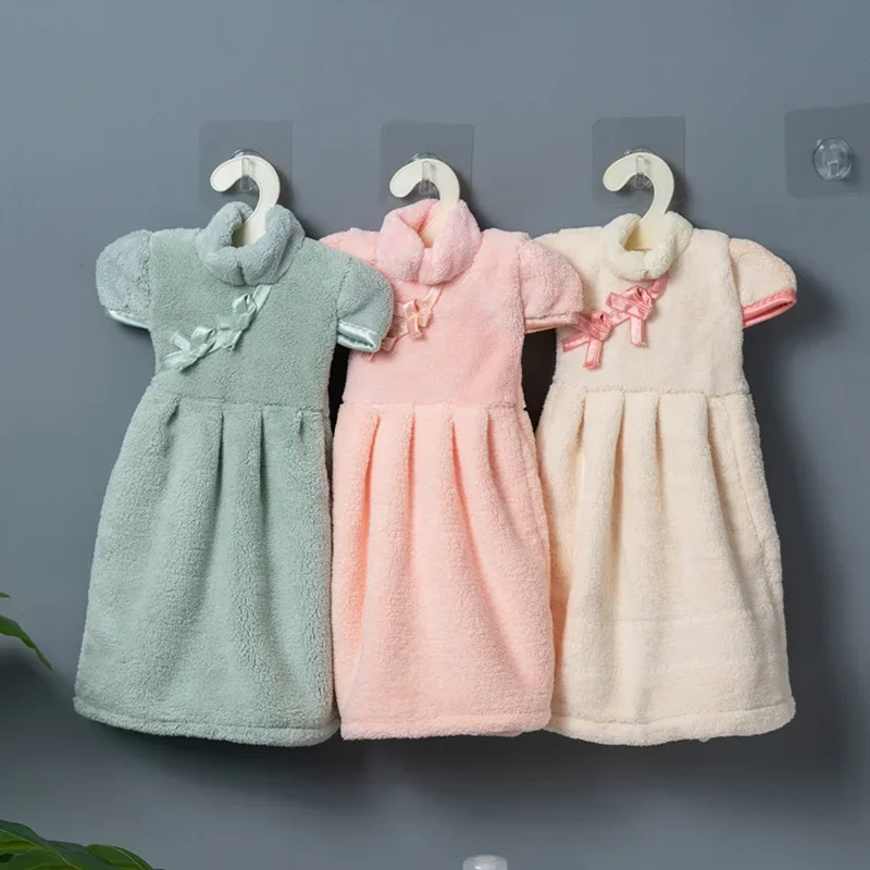 Cheongsam Clothing Style Hand Towel Absorbent Soft Coral Velvet Towel Kitchen Towel Kichen Accessories Cleaning Cloth