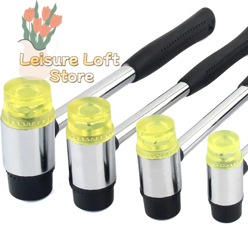 Double Face Rubber Mallet Head, 25-45mm Replaceable Striking Head in Yellow/Black, Durable Upgrade for Woodworking & Install