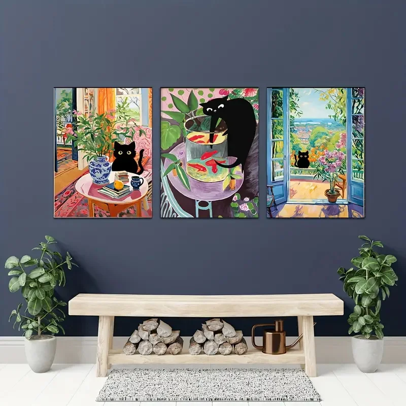 الحديثة هنري ماتيس القط طباعة ملصق الرسم على لوحات القماش الجدارية الفن لغرفة المعيشة كوادروس غرفة نوم مكتب ديكور تتحرك هدية