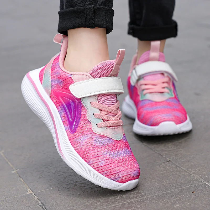 

Girl Breathable Fashionable Soft Soled Running Shoes Children's Sports Shoes Mesh Rebounding Casual New Walking Shoes for Kids