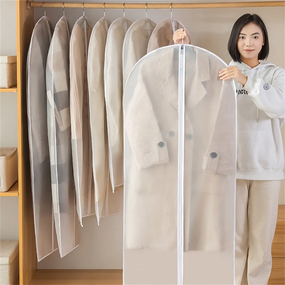 

1Pc Clothing Storage Dust Bag, Transparent Hanging Suit Dust Cover, Coat Dust Cover, Visible And Washable