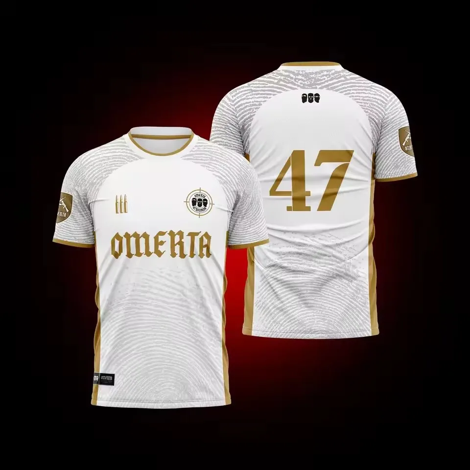 white maillot omerta 47 t shirt men casual black white top y2k clothes football 2024