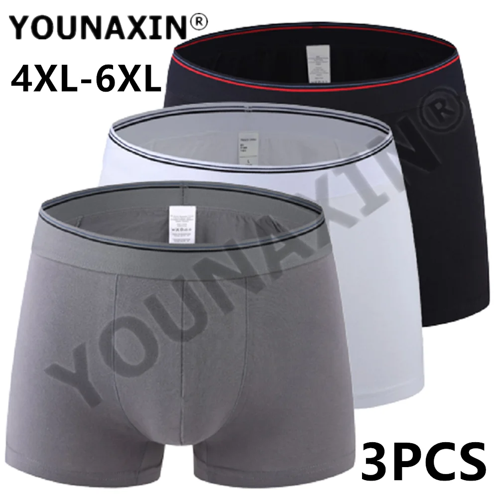 

3 Pcs/Lot Big Size Men Underwear Cotton Boxer Briefs Breathable Boxershorts Panties Soild Colors Undies L XL 2XL 3XL 4XL 5XL 6XL