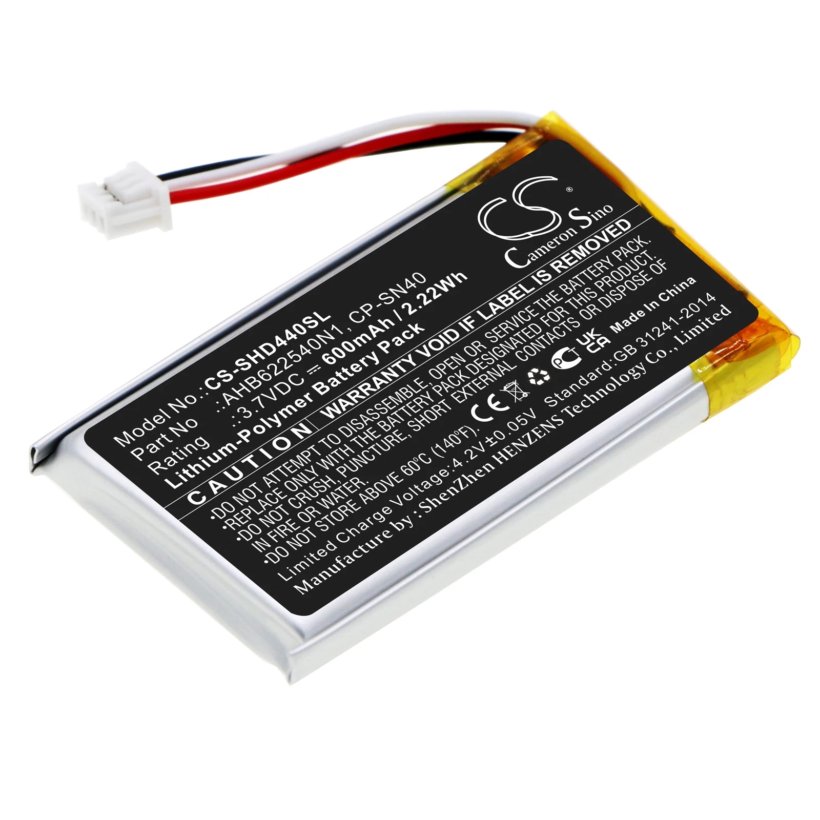 

Li-Polymer Wireless Headset Battery for Sennheiser, 3.7V, 600mAh, Compatible Models: HD 4.40 BT, HD 4.50BTNC, Momentum 2.0