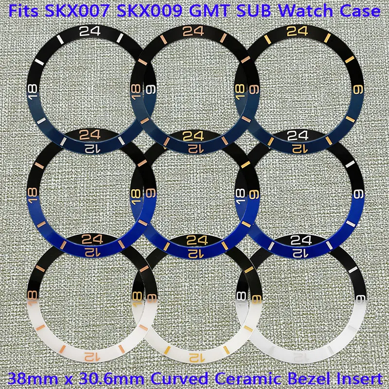 

38mm Ceramic Watch Bezel Insert Inner Diameter 30.6mm Fits SKX007 SKX009 SRPD SUB Case NH35 NH36 Watch Case Ring Repair Parts