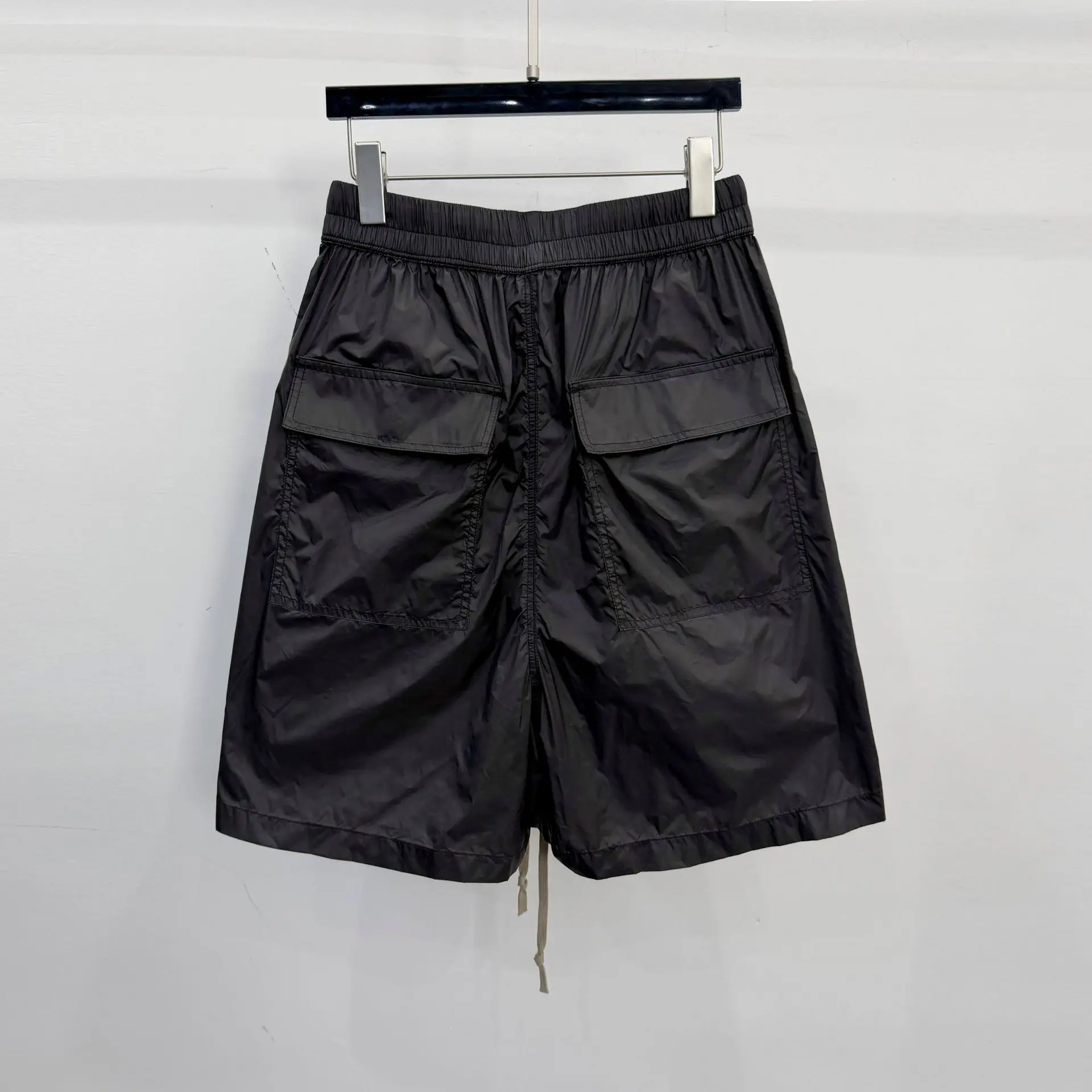 Diablo Men's Casual Short Coating Gothic Loose Multi-Pockets Drawstring Elastic Waist Outdoor Summer High Street Black Short