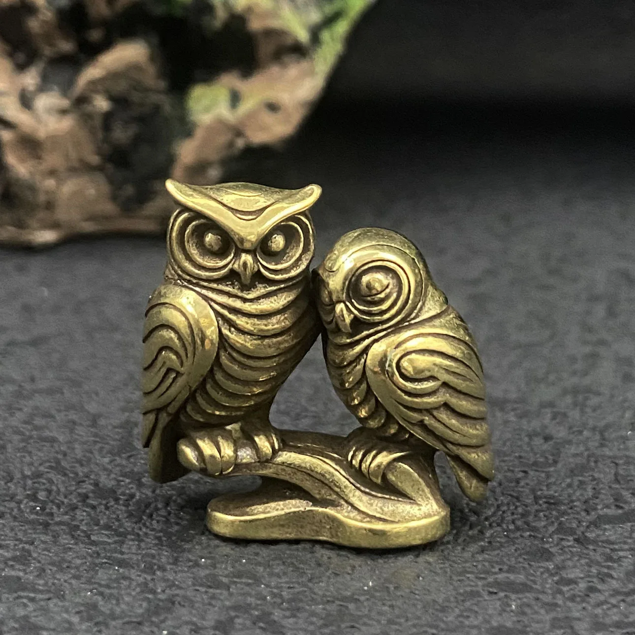 1/2 piece owl brass figurines solid ornaments home desktop office bookshelf decoration view 2