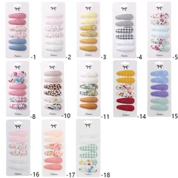 6Pcs/set Fabric Oval BB Barrettes Retro Hair Clips Sweet Girl Cute Embroidery Flower Hairpin Floral Kid Hair Accessories Fashion