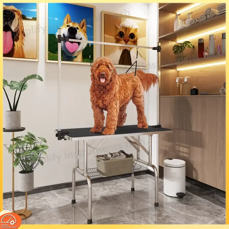 Adjustable Height Dog Grooming Table 107x60x170cm with Non-Slip Rubber Surface Sturdy Metal Frame Rubber Foot Pads 2
