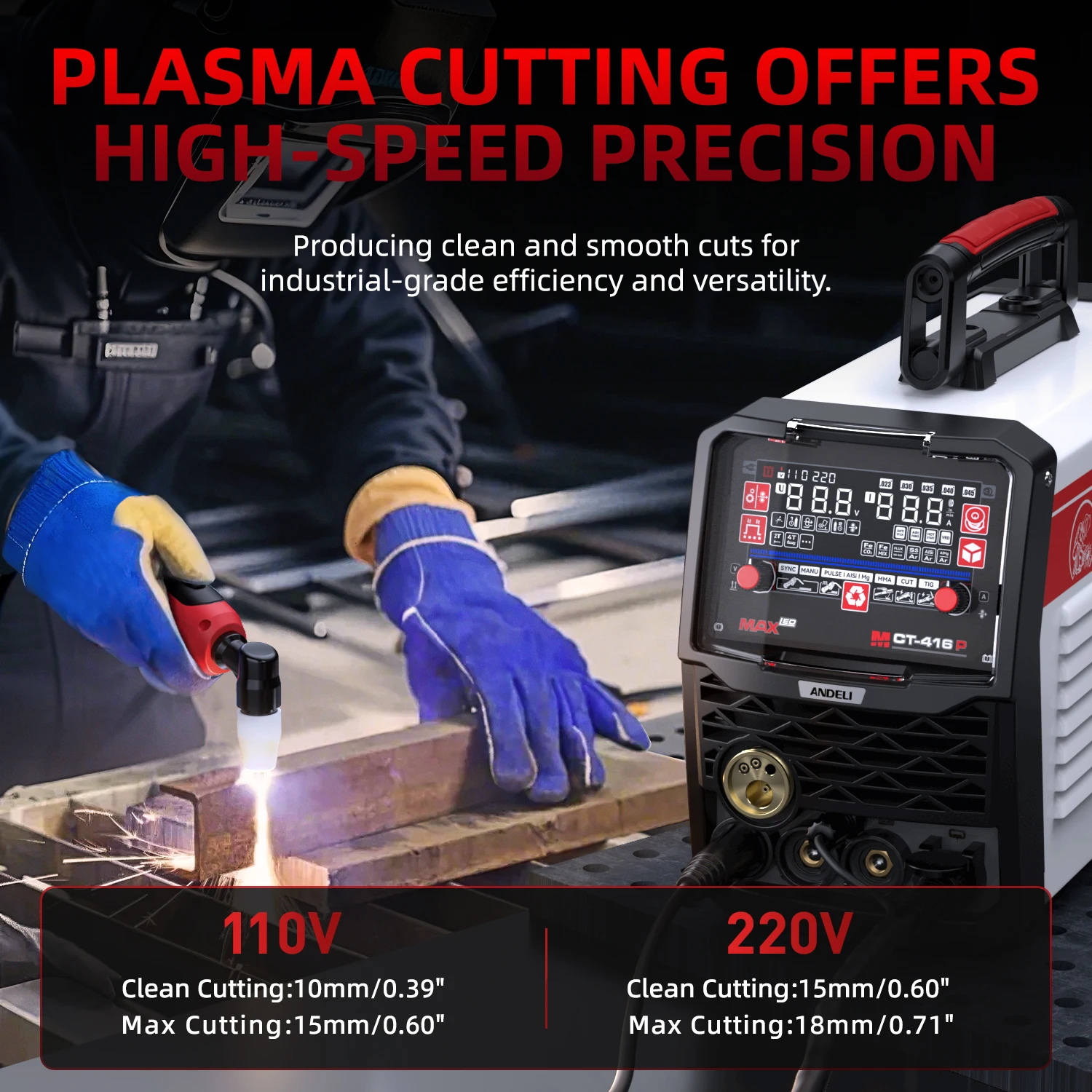 

ANDELI 2025 New Arrival 110V /220V MCT-416P 4 In 1 MIG TIG CUT MMA And Flux Multifunction Aluminium Welding Machine