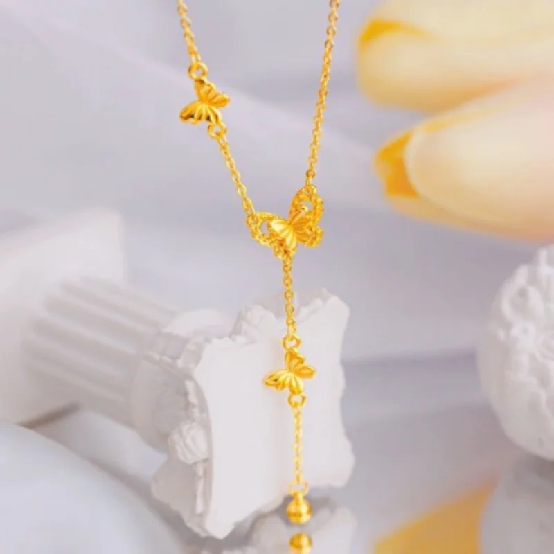 

Design Sense High-end Light Luxury Versatile Temperament Tassel Butterfly Collarbone Chain Fashion Jewelry New Women's Pendant