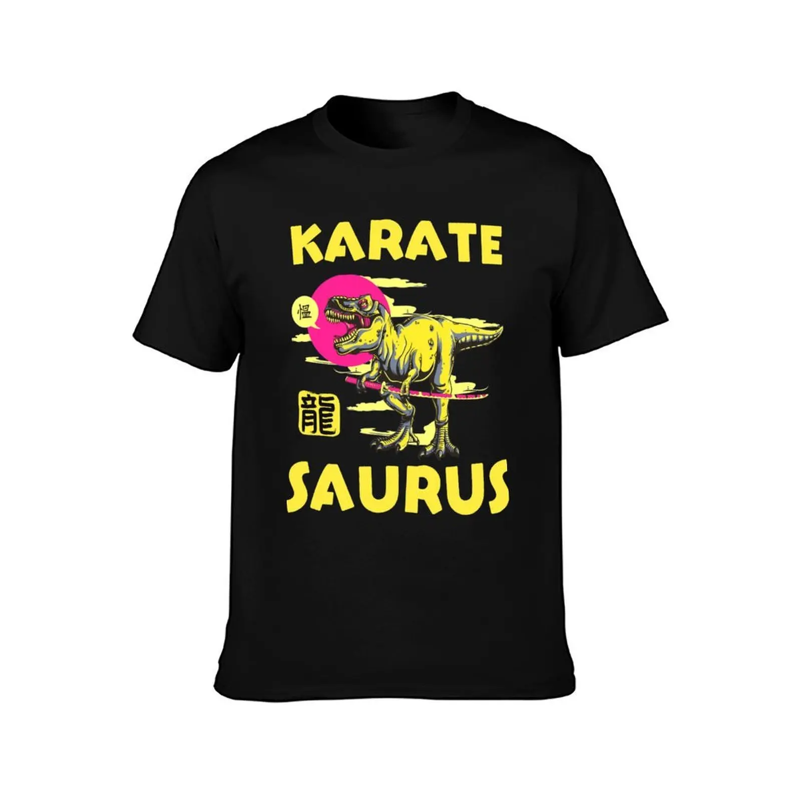Funny Karatesaurus Karate Saurus Dinosaur T-Shirt, Summer Casual Cotton Tee, Oversized Streetwear Tops, Vintage Graphic Print