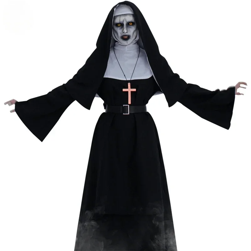 

The Nun Cosplay Costume Horror Films Cosplay Cross Ghost Halloween Costume The Conjuring Black Women Halloween Costume