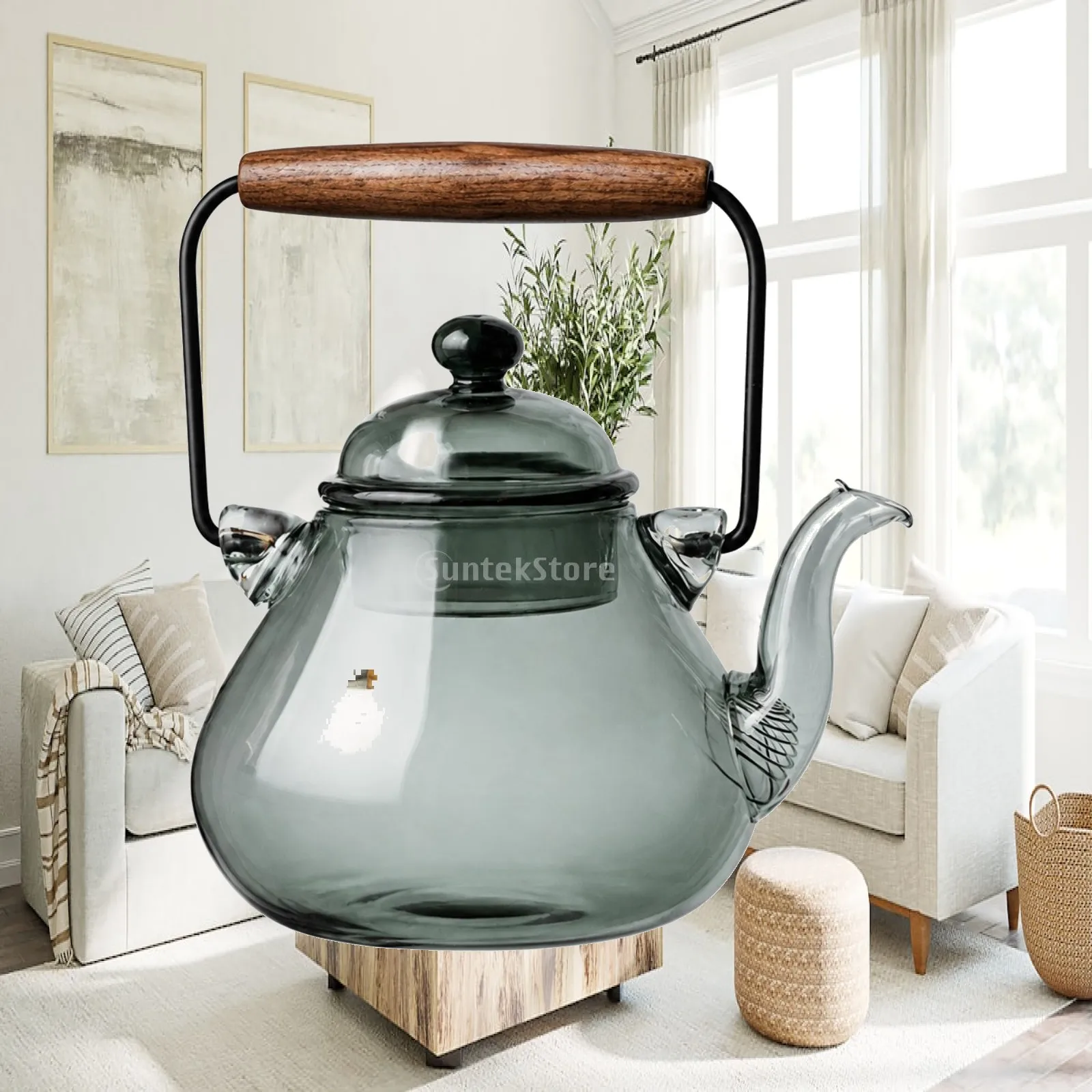 Teapot cooktopTop Safe Heat-Resistant Glass Teapot Minimalist
