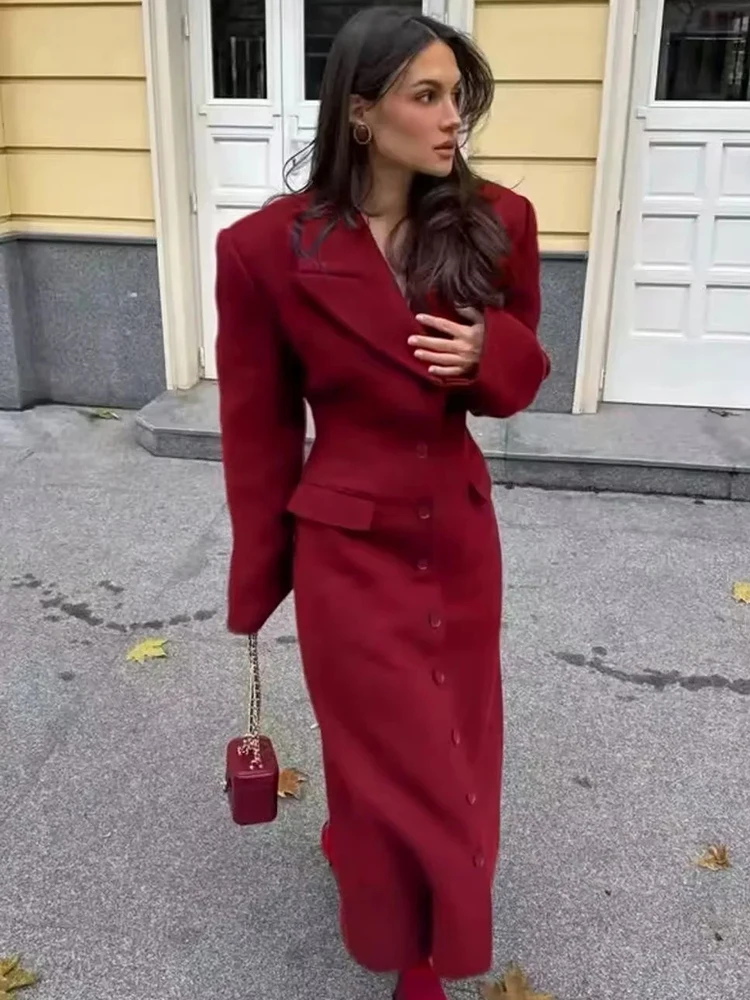 

Женское новое однотонное шерстяное пальто, женское модное однобортное пальто с лацканами на плечах, женская верхняя одежда