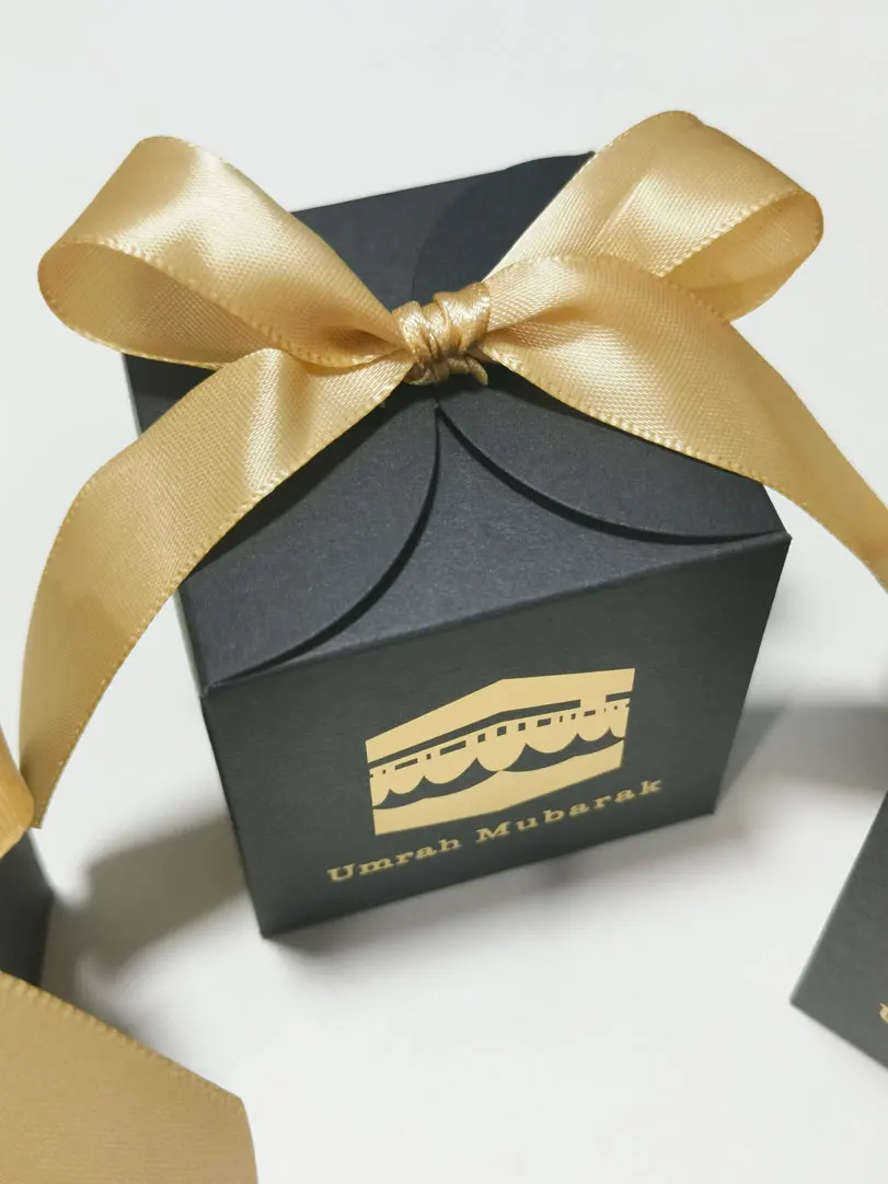 6.6x6.5x6.5cm Black Candy Box Hajj Mubarak and Umrah Mubarak Muslim Ramadan Mubarak Eid Party Decoration