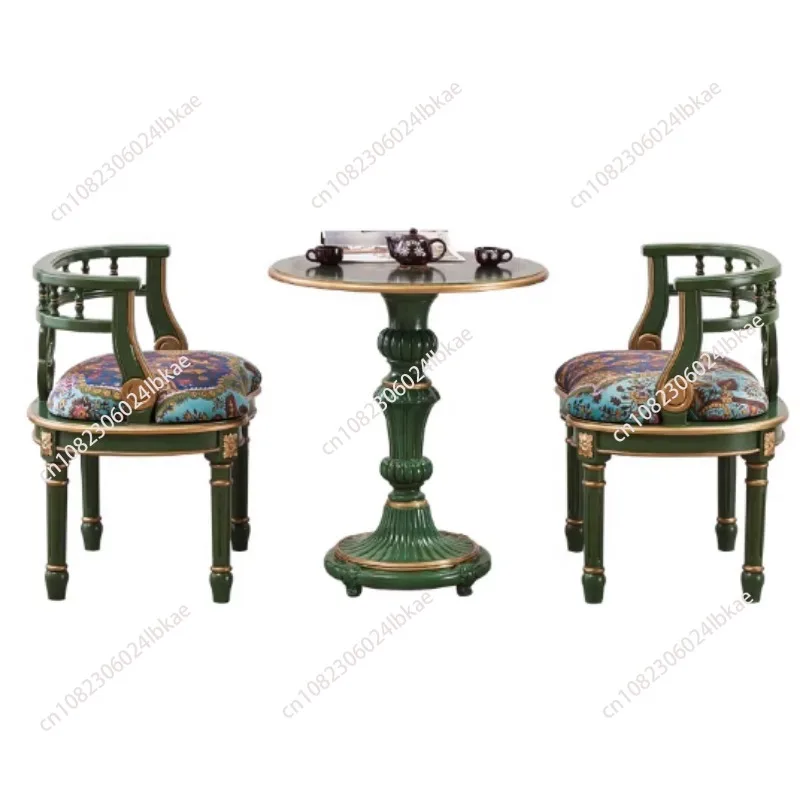 

Solid Wood Edge Table, Retro Old Painted Furniture, Living Room Small Coffee Table, American Sofa Balcony Round Table