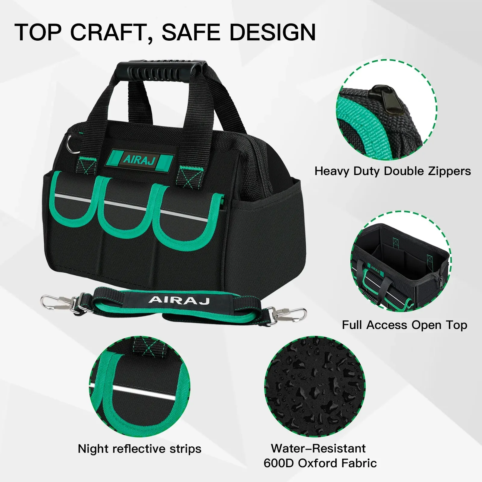 AIRAJ Repair Tool Storage Bag, Multifunctional Oxford Cloth Waterproof Tool Kit, Large Capacity, Wear-resistant, Scratch Resista