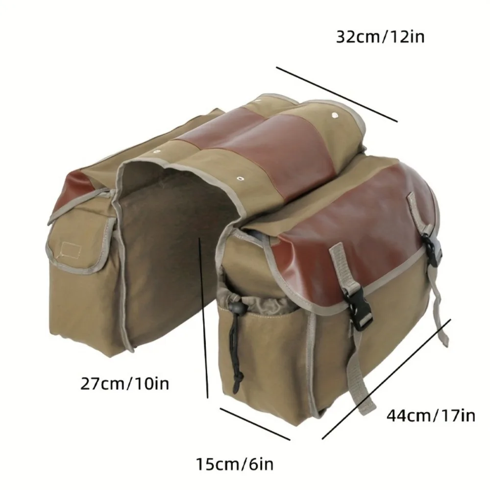 Multi-purpose Wear Resistant Canvas Side Bag for Bikes Large Capacity Motorcycle  Electric Scooter Rear Saddle Gear Storage Pack