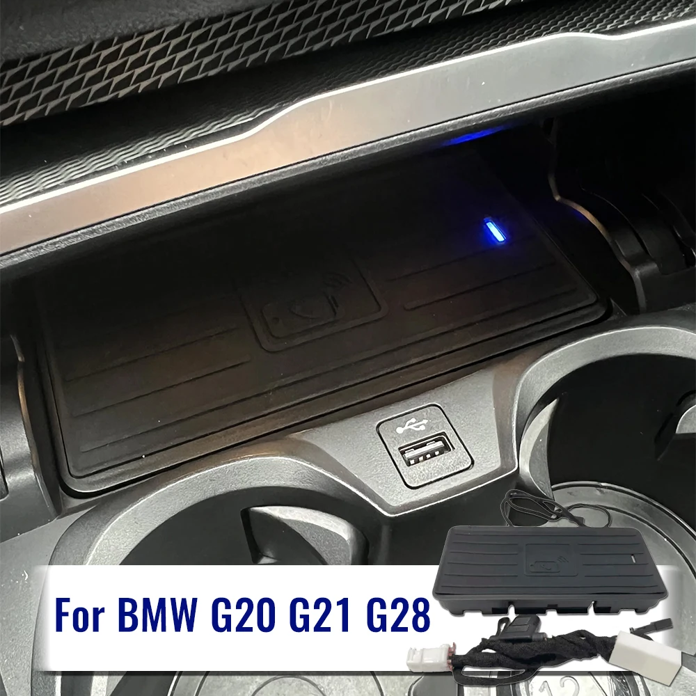 

Автомобильное беспроводное зарядное устройство Pad для BMW G20 G21 G22 G28 2019 2020, держатель для зарядки телефона, крепление для быстрой зарядки, аксессуары для интерьера, отделка