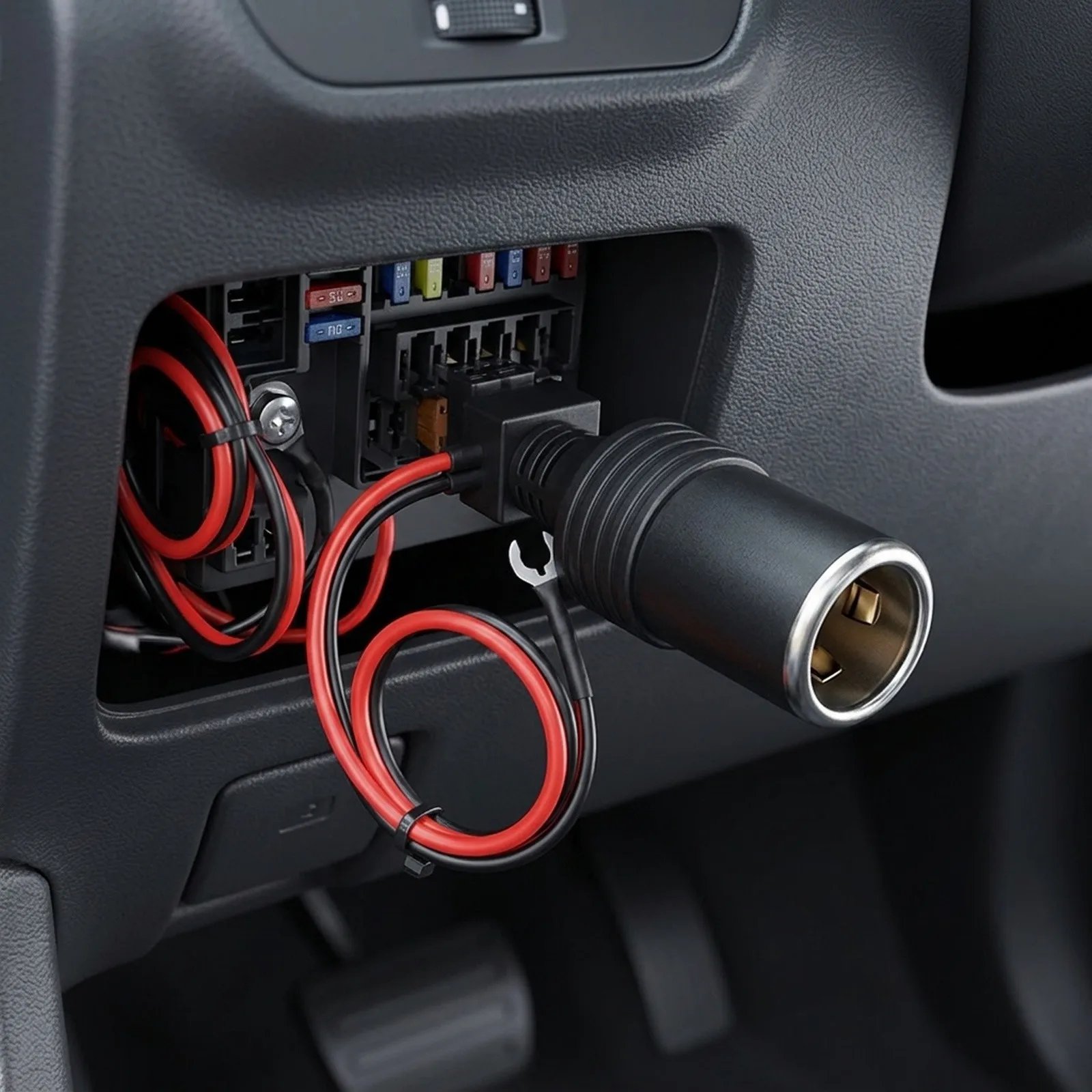 Car Camera Power Distribution Kit with Fuse Holder for Safe Connection to Vehicle Electrical System and Multi-Device Support