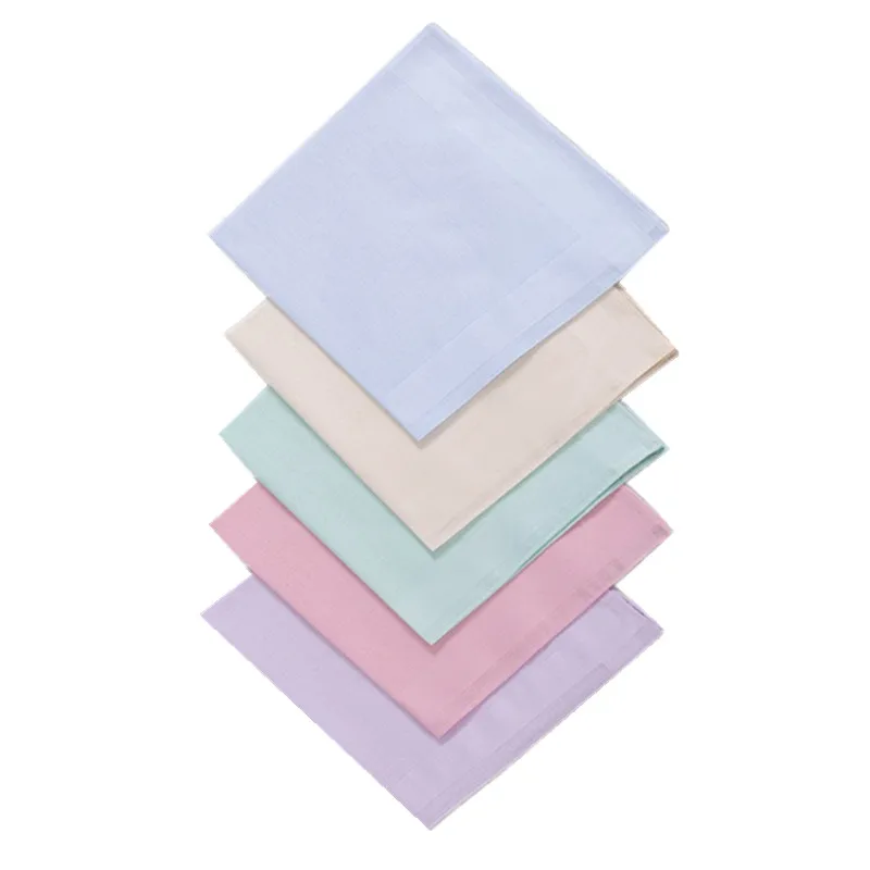 

5Pcs/set 40x40cm Solid Color Cotton Women Pocket Squares Handkerchiefs Soft Suit Sweat Hankies Party Gift